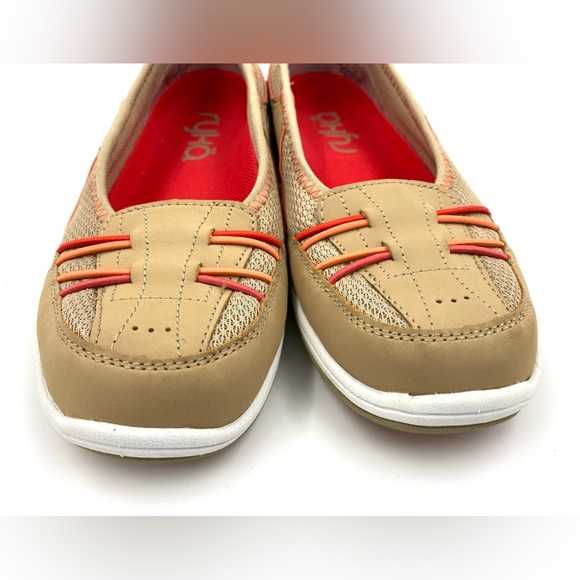 Ryka Tango Slip - On Leather Sneaker Walking Shoe Tan with Orange Accents 7.5w - Picture 4 of 9